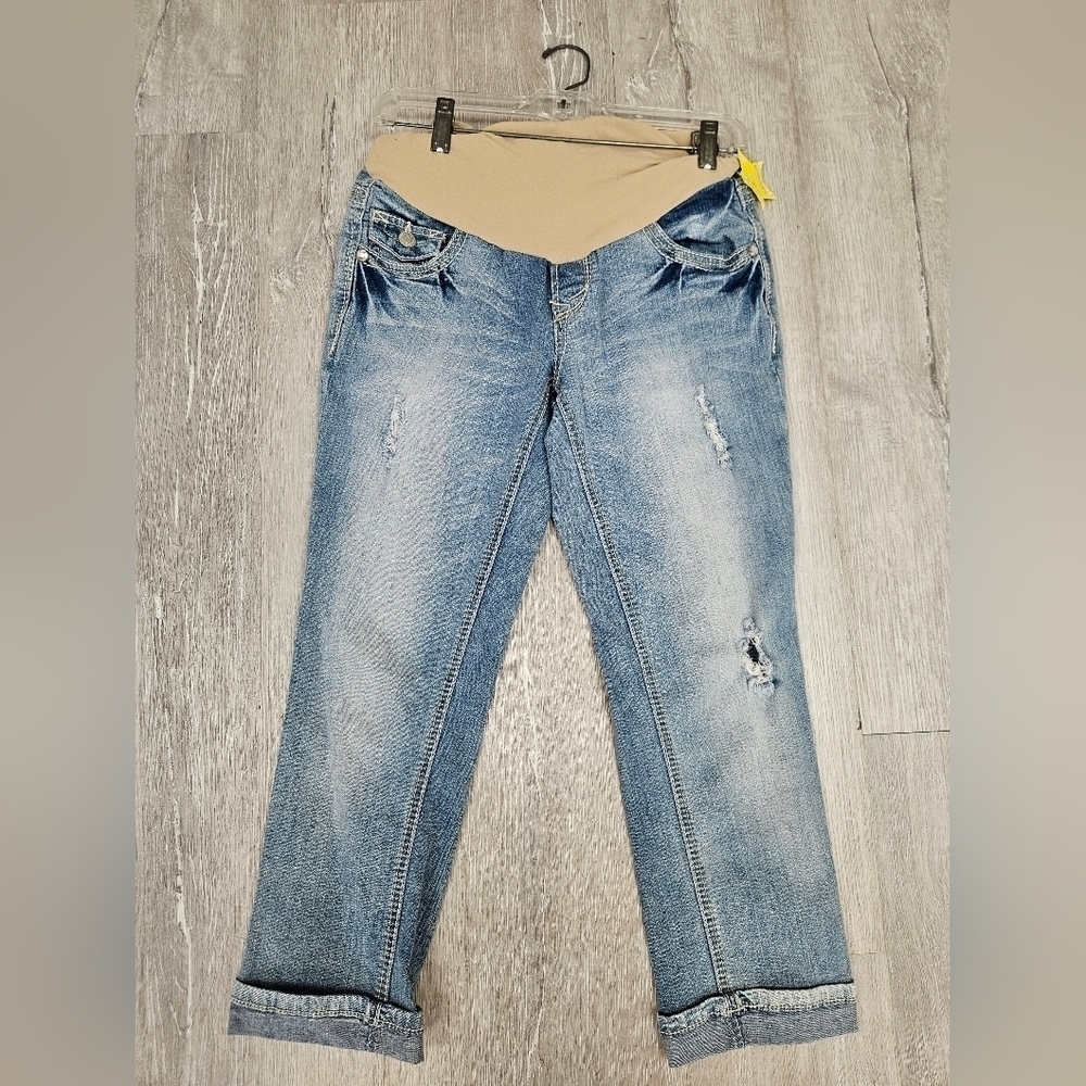 y2k CUTE WALLFLOWER Maternity jeans with cuffed crop legs By Motherhood